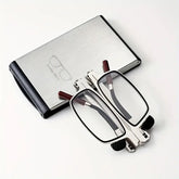 【Online Customer Service】New Phone Holder Red Wood Anti Blue Light Folding Reading Glasses Men Women 1.0 to 4.0 Portable Presbyopic Eyewear with Case 1.5
