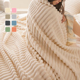 🎅Super Soft Fur Ribbed Fleece Throw Blanket⛄🔥