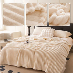 🎅Super Soft Fur Ribbed Fleece Throw Blanket⛄🔥