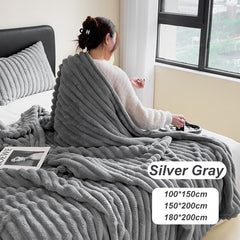 🎅Super Soft Fur Ribbed Fleece Throw Blanket⛄🔥