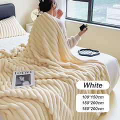 🎅Super Soft Fur Ribbed Fleece Throw Blanket⛄🔥