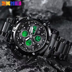 【Online Customer Service】SKMEI Fashionable Quartz Waterproof Dual Display Watch 1389