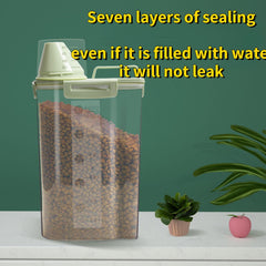 1.5kg/2kg Dog Cat Food Pail Plastic Storage Tank with Measuring Cup Container Moisture-proof Sealed Jar Pet Supplies